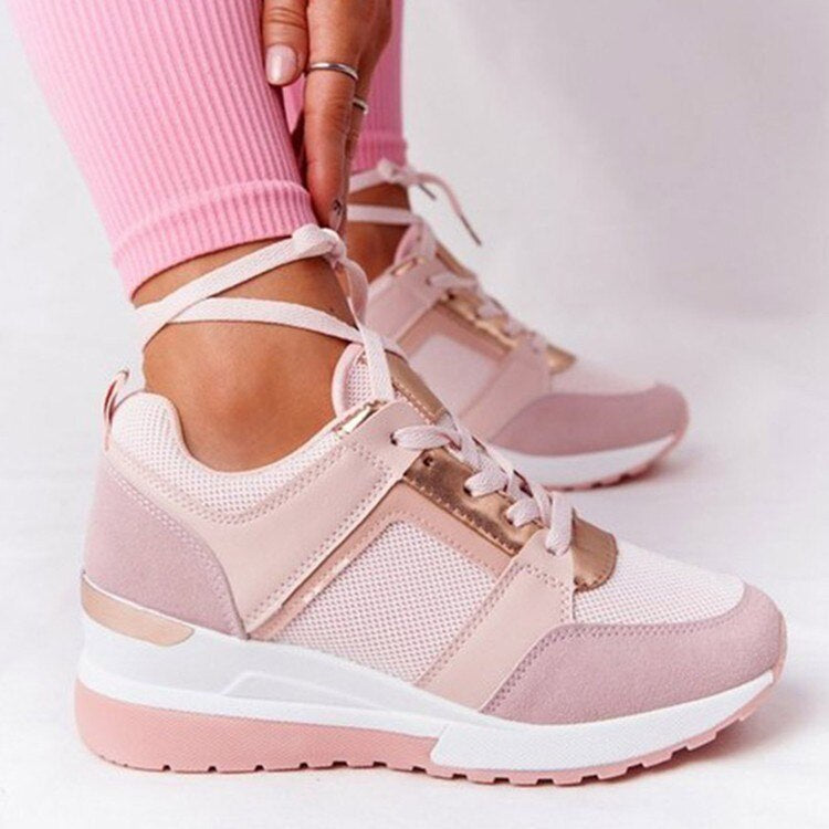 Dame Wedge Sneaker – Snøresko Med Lynlås og Plateau Sål
