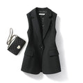 Dame Ærmeløs Blazer Vest – Notched Revers Enkel Knap Langline