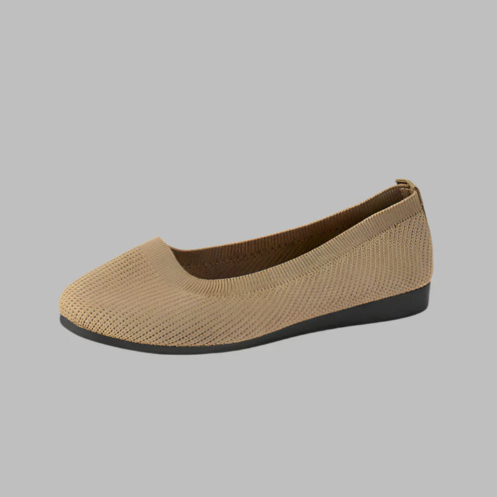 Dames Strikkede Slip-On Ballerinaer - Flade Loafers Med Rund Ta