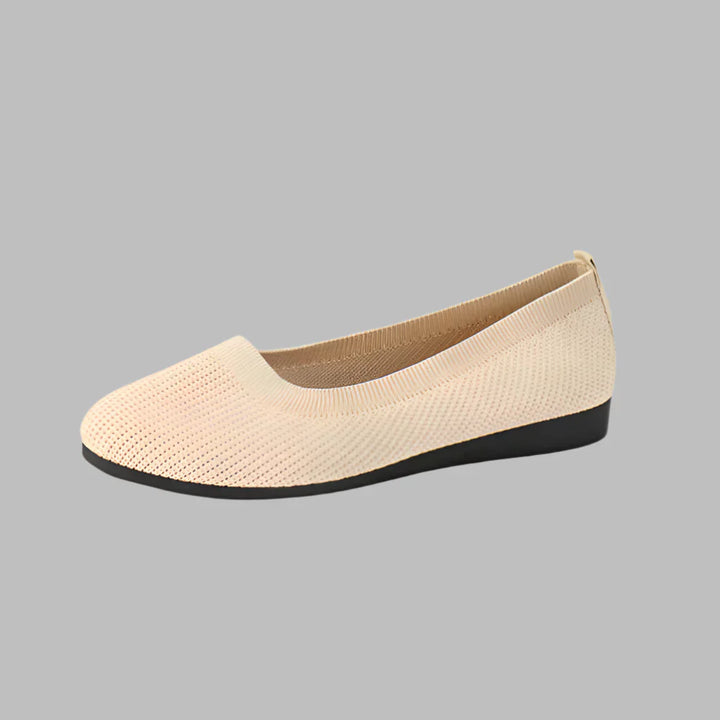Dames Strikkede Slip-On Ballerinaer - Flade Loafers Med Rund Ta