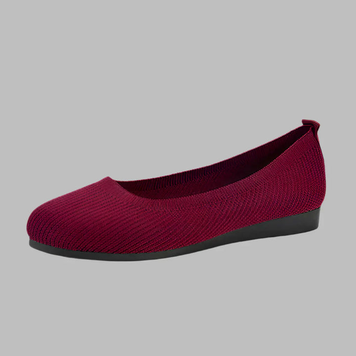 Dames Strikkede Slip-On Ballerinaer - Flade Loafers Med Rund Ta