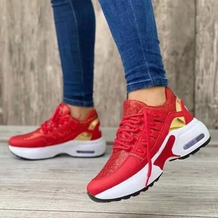 Dame Wedge Platform Sneakers - Snørebånd Og Kraftig Sål