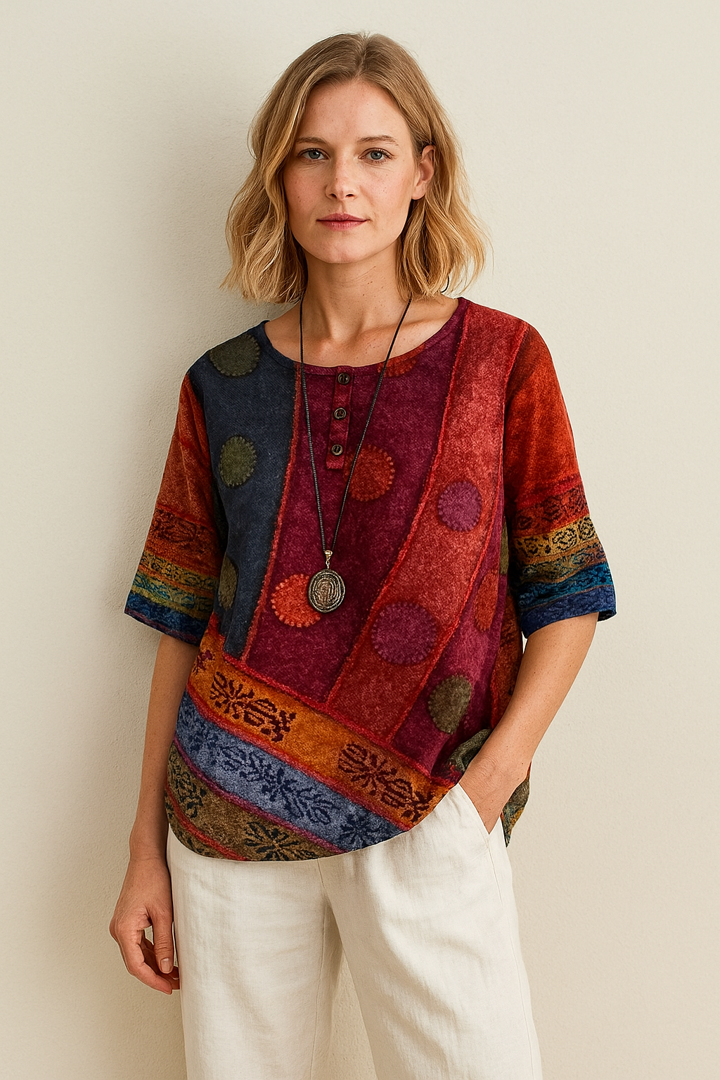 Heidi™ | Myk topp med kunstnerisk trykk 1