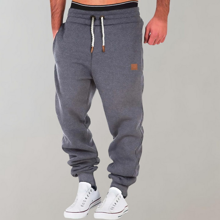 Herre Baggy Joggingbukser i Fleece - Ribkant ved Ankler og Talje med Snøre