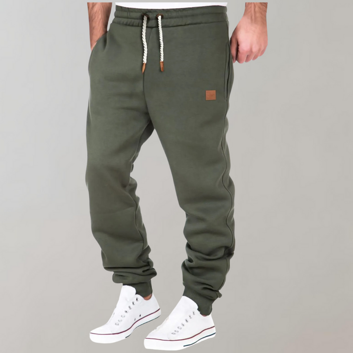 Herre Baggy Joggingbukser i Fleece - Ribkant ved Ankler og Talje med Snøre