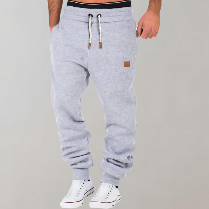 Herre Baggy Joggingbukser i Fleece - Ribkant ved Ankler og Talje med Snøre