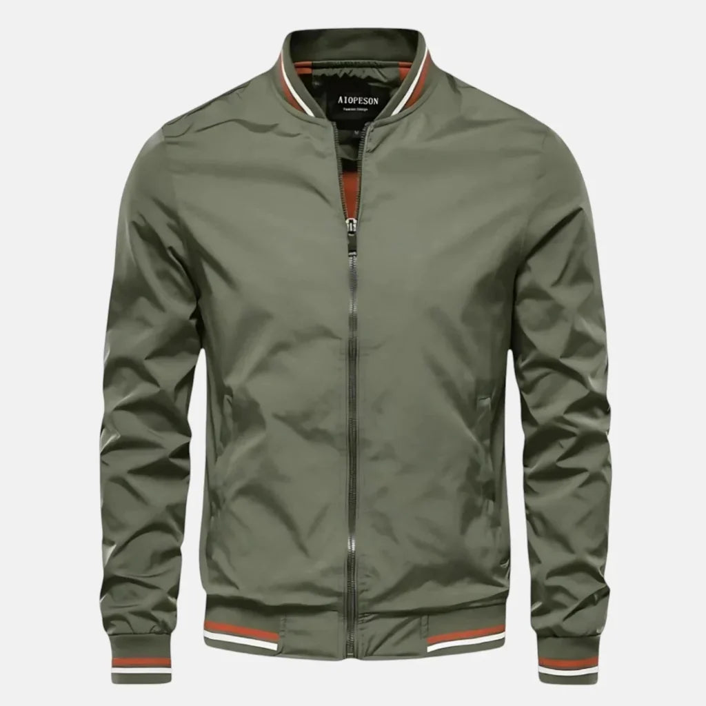 Herre Bomberjakke - Lynlås Foran Og Baseballkrave