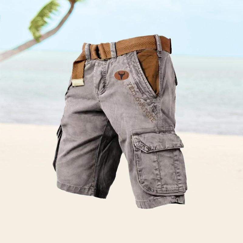 Herre Cargo Shorts - Knælange Med Klaplommer