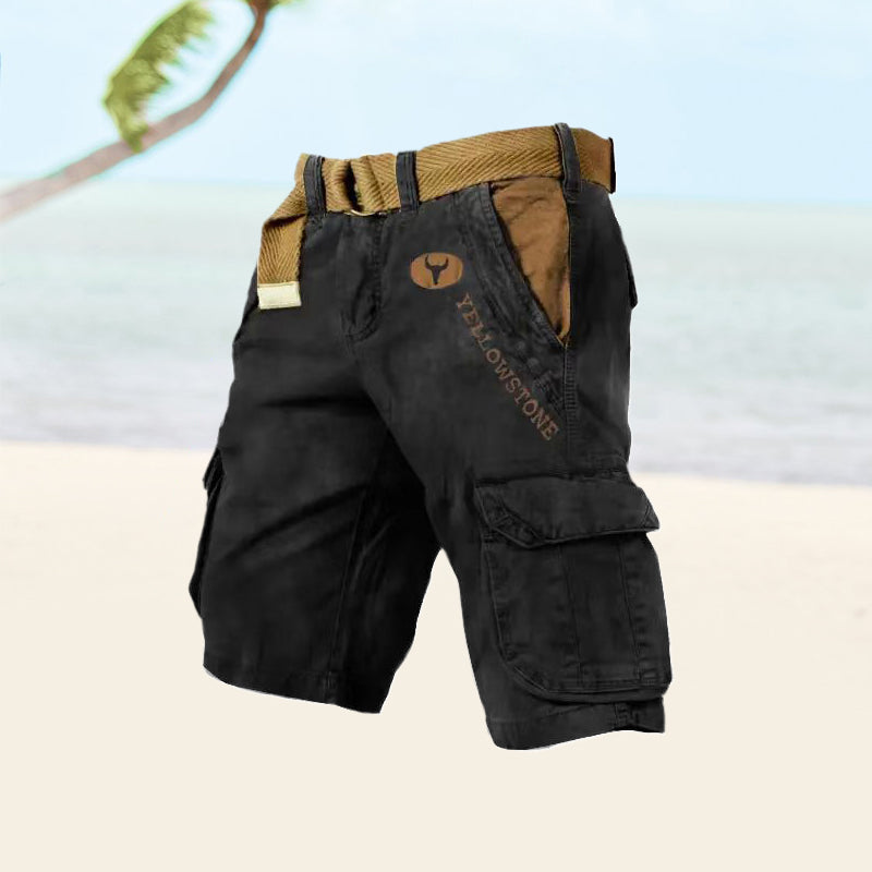 Herre Cargo Shorts - Knælange Med Klaplommer