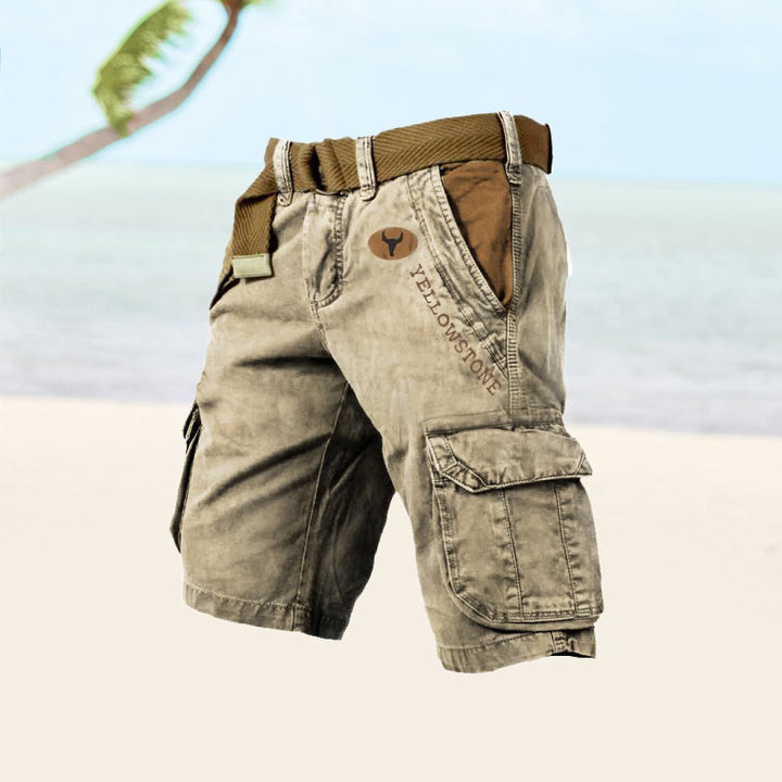 Herre Cargo Shorts - Knælange Med Klaplommer
