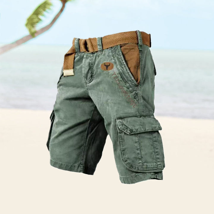Herre Cargo Shorts - Knælange Med Klaplommer