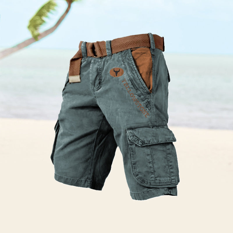 Herre Cargo Shorts - Knælange Med Klaplommer