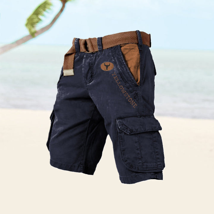 Herre Cargo Shorts - Knælange Med Klaplommer