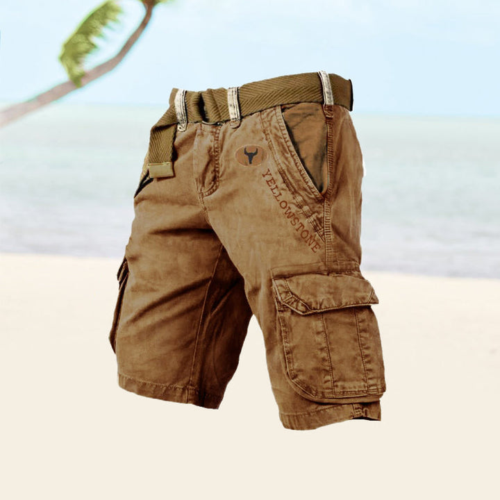 Herre Cargo Shorts - Knælange Med Klaplommer