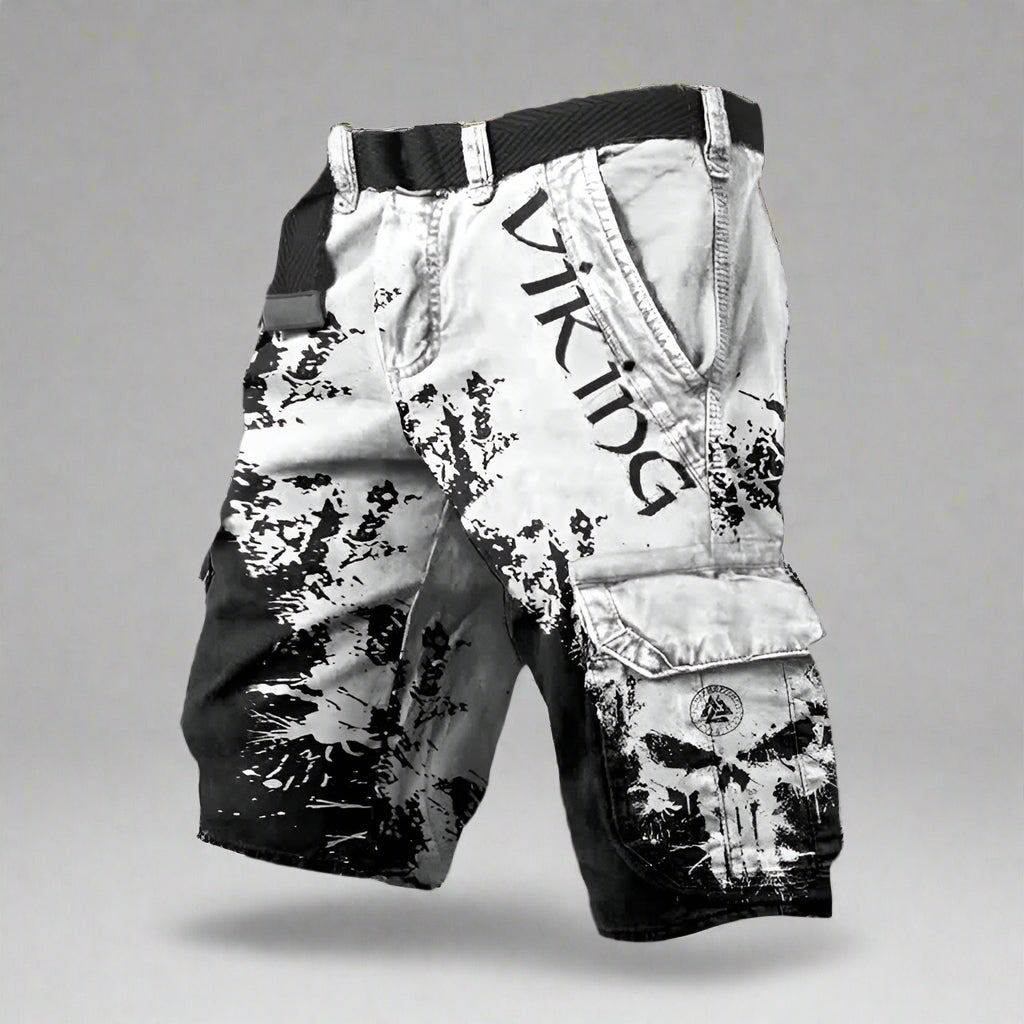 Herre Cargo Shorts Med Print - Knælange Med Klaplommer