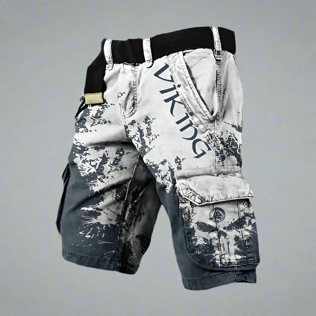 Herre Cargo Shorts Med Print - Knælange Med Klaplommer
