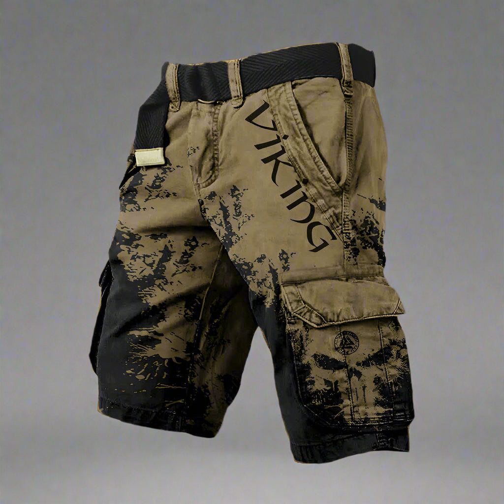 Herre Cargo Shorts Med Print - Knælange Med Klaplommer