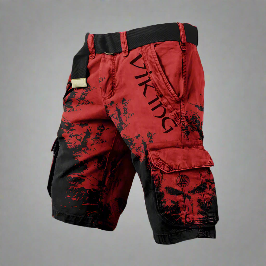 Herre Cargo Shorts Med Print - Knælange Med Klaplommer