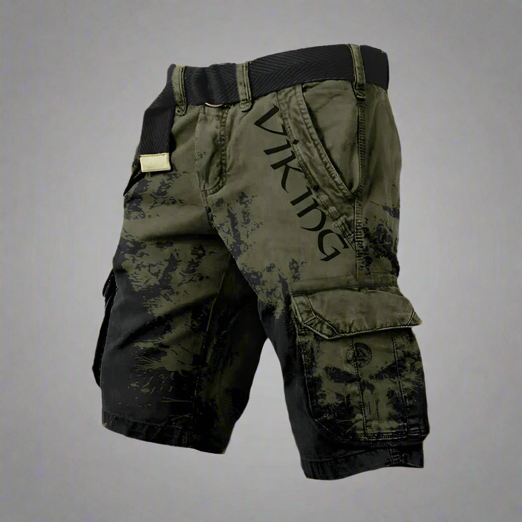 Herre Cargo Shorts Med Print - Knælange Med Klaplommer