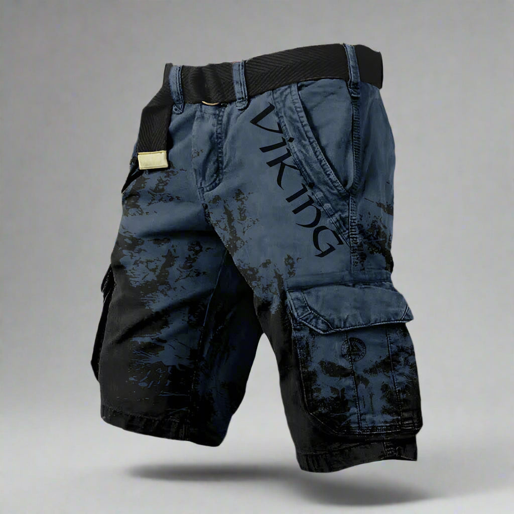 Herre Cargo Shorts Med Print - Knælange Med Klaplommer