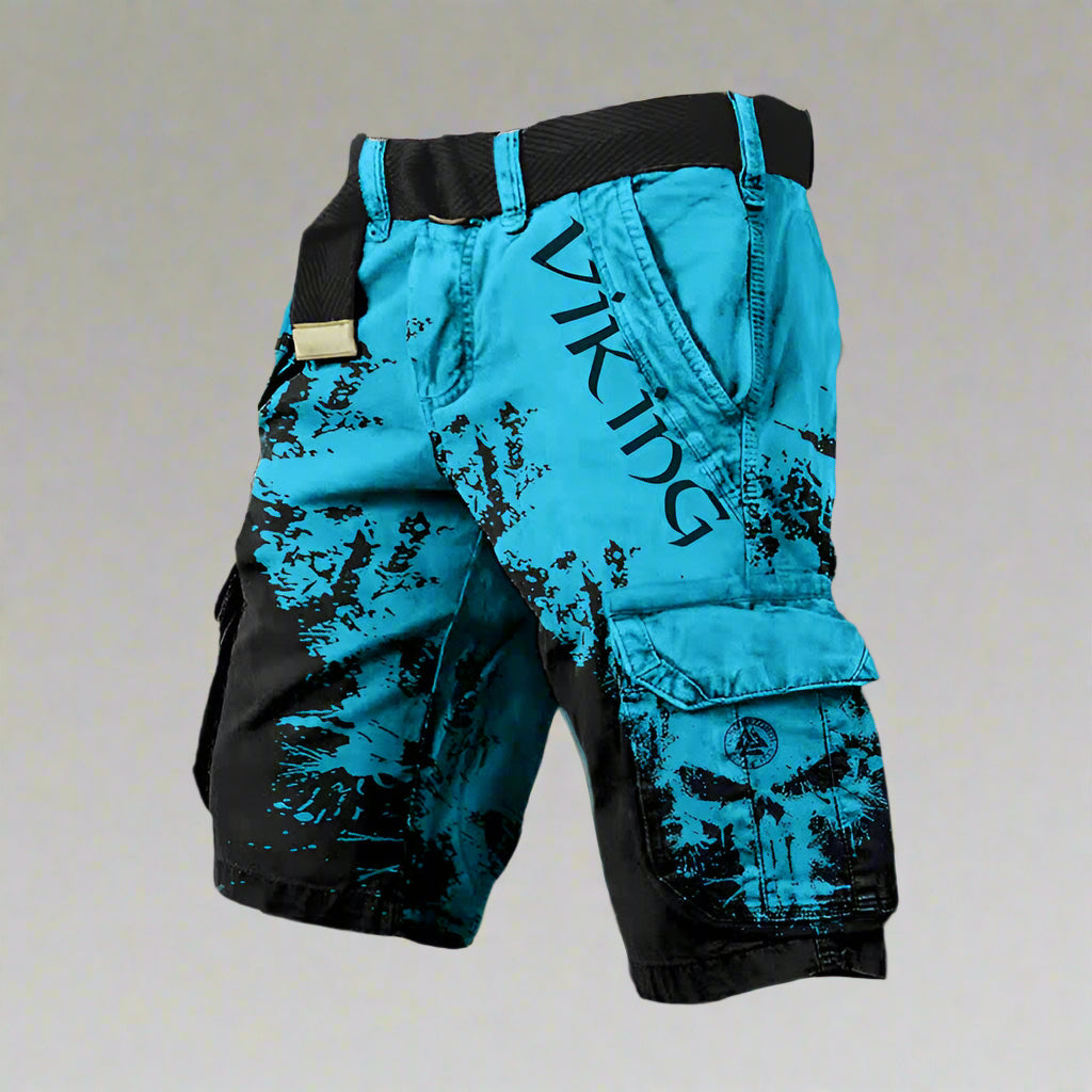 Herre Cargo Shorts Med Print - Knælange Med Klaplommer