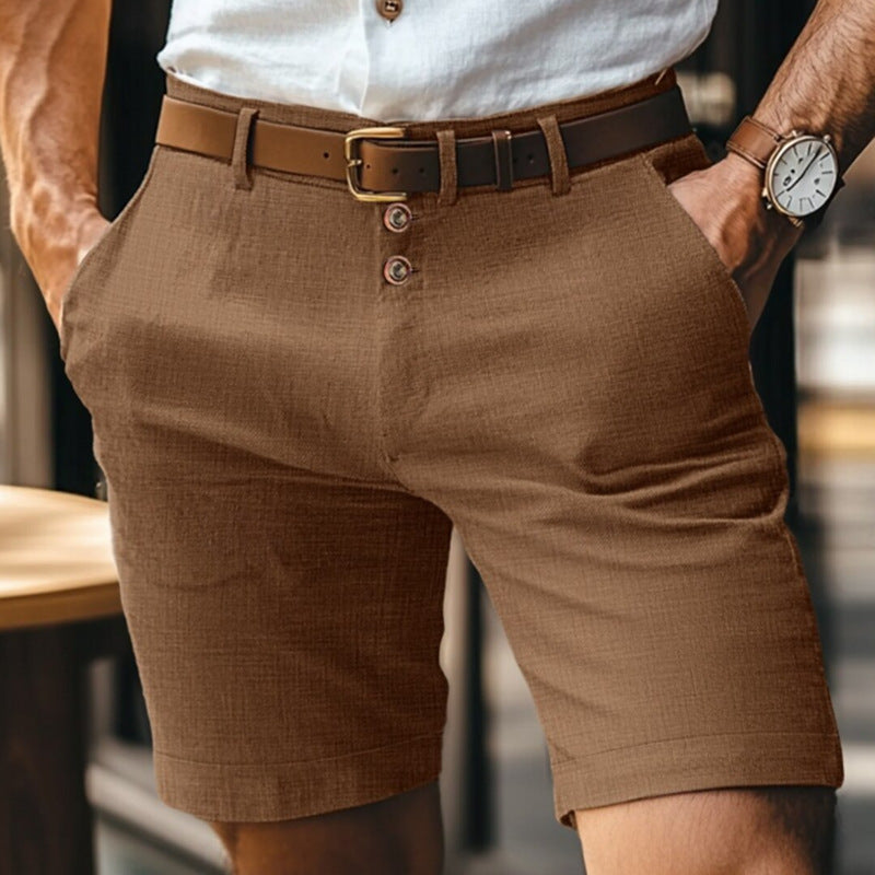 Herre Chino Shorts - Knælange Med Knaplukning