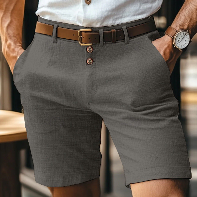 Herre Chino Shorts - Knælange Med Knaplukning