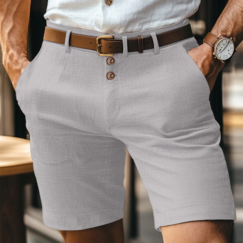 Herre Chino Shorts - Knælange Med Knaplukning