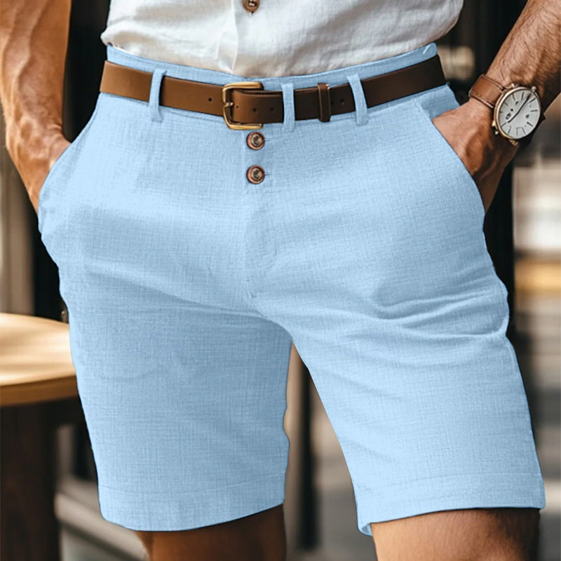 Herre Chino Shorts - Knælange Med Knaplukning