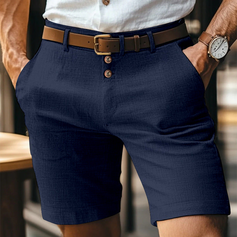 Herre Chino Shorts - Knælange Med Knaplukning