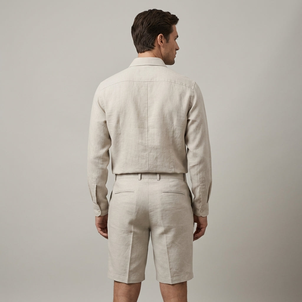 Herre Chinoshorts - Flad Front Med Knaplukning