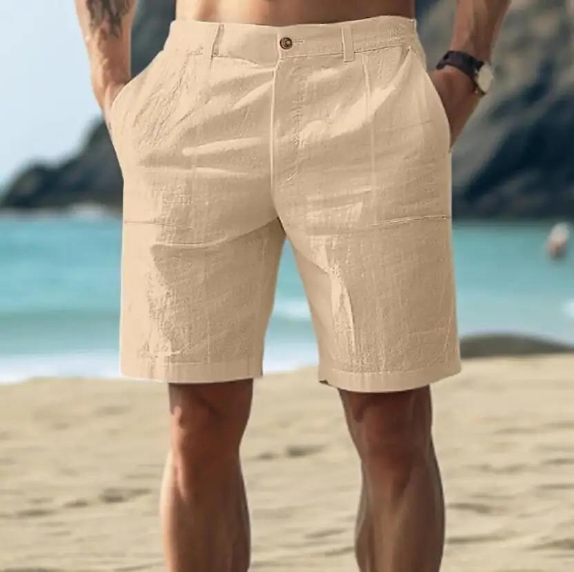 Herre Chinoshorts - Flad Front Med Knaplukning
