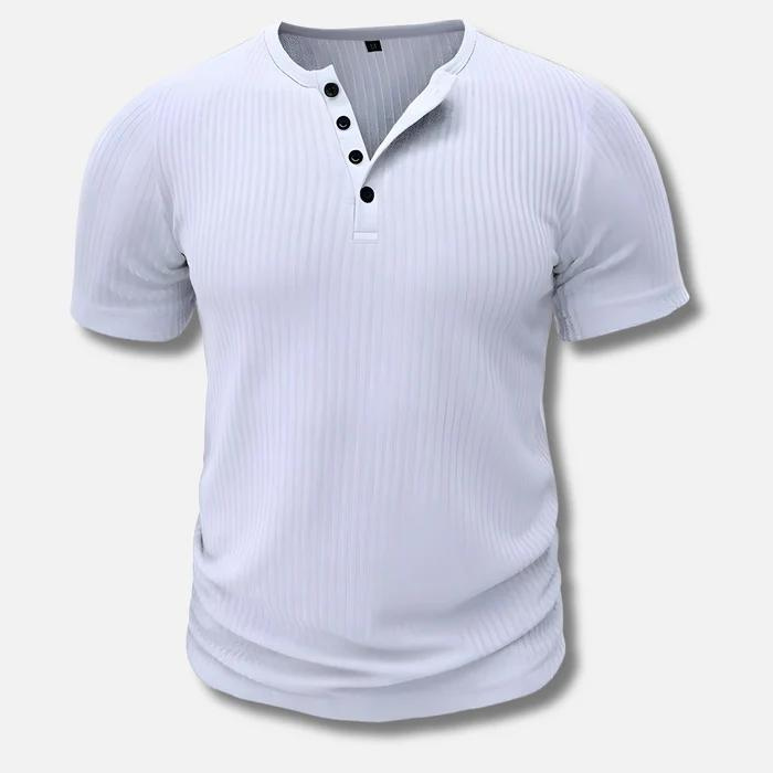 Herre Henley T-Shirt - Kortærmet T-Shirt Med Knapstolpe