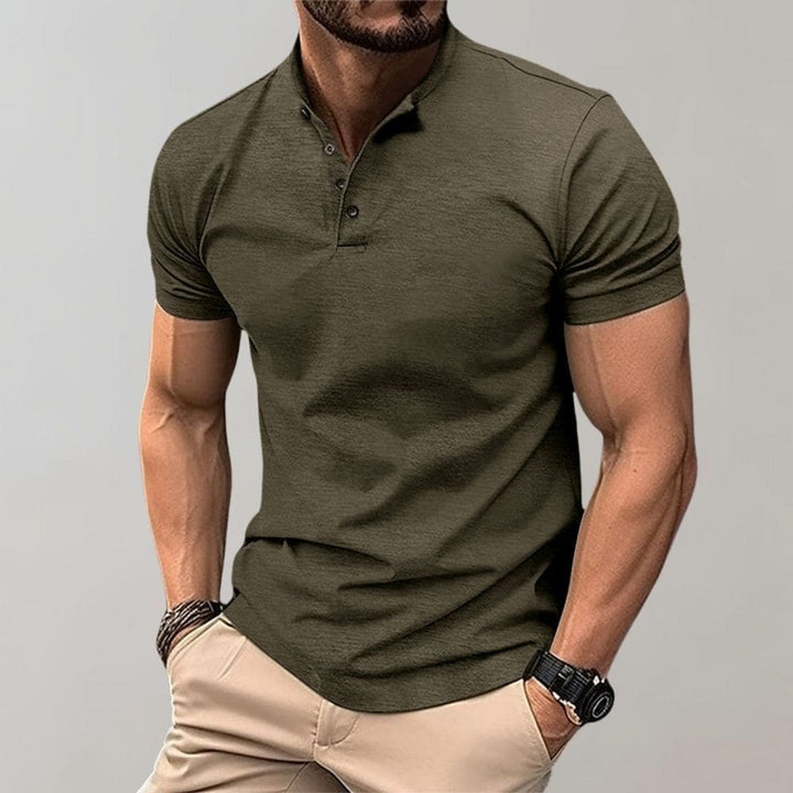 Herre Henley T-Shirt - Kortærmet Top Med Knapstolpe