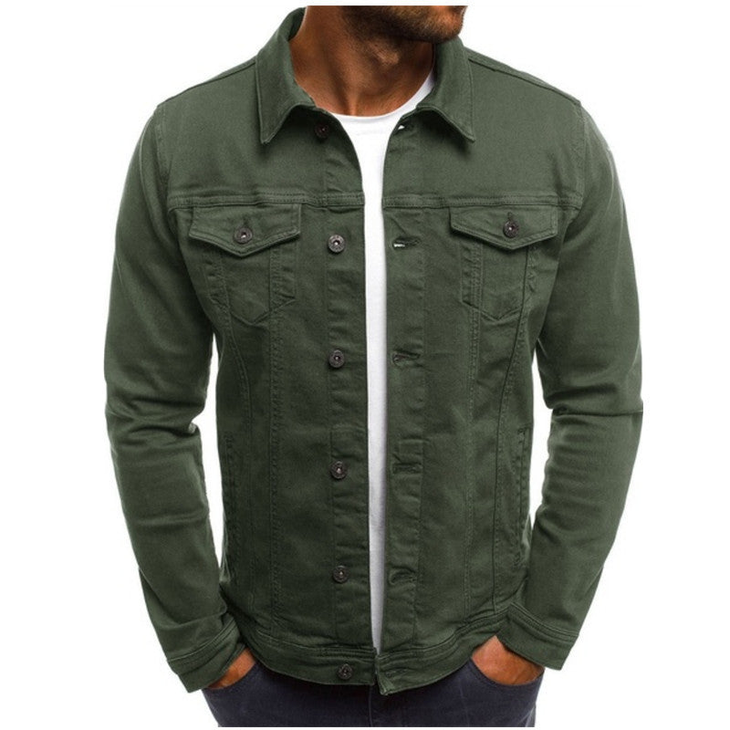 Herre Jakke - Trucker Model Med Knaplukning Foran