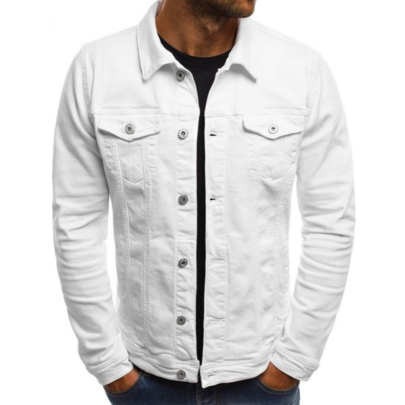 Herre Jakke - Trucker Model Med Knaplukning Foran