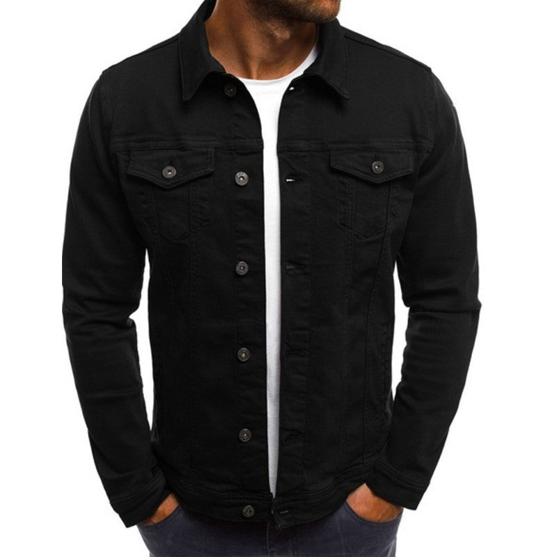 Herre Jakke - Trucker Model Med Knaplukning Foran