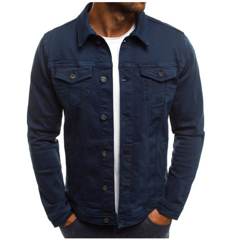 Herre Jakke - Trucker Model Med Knaplukning Foran