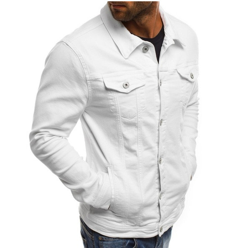 Herre Jakke - Trucker Model Med Knaplukning Foran