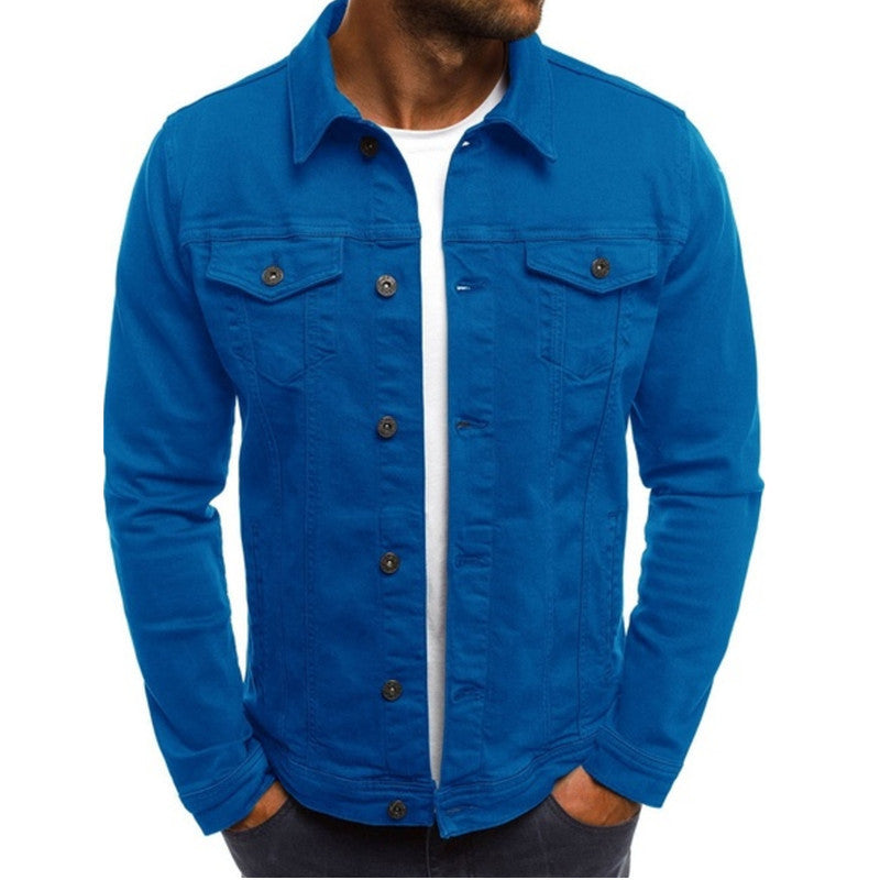 Herre Jakke - Trucker Model Med Knaplukning Foran