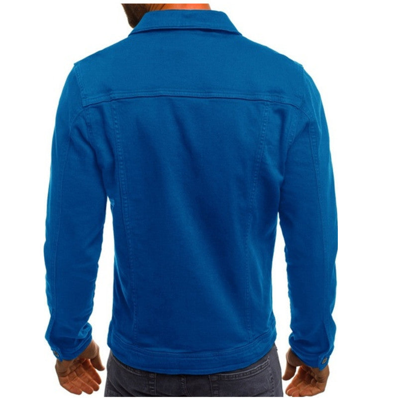 Herre Jakke - Trucker Model Med Knaplukning Foran