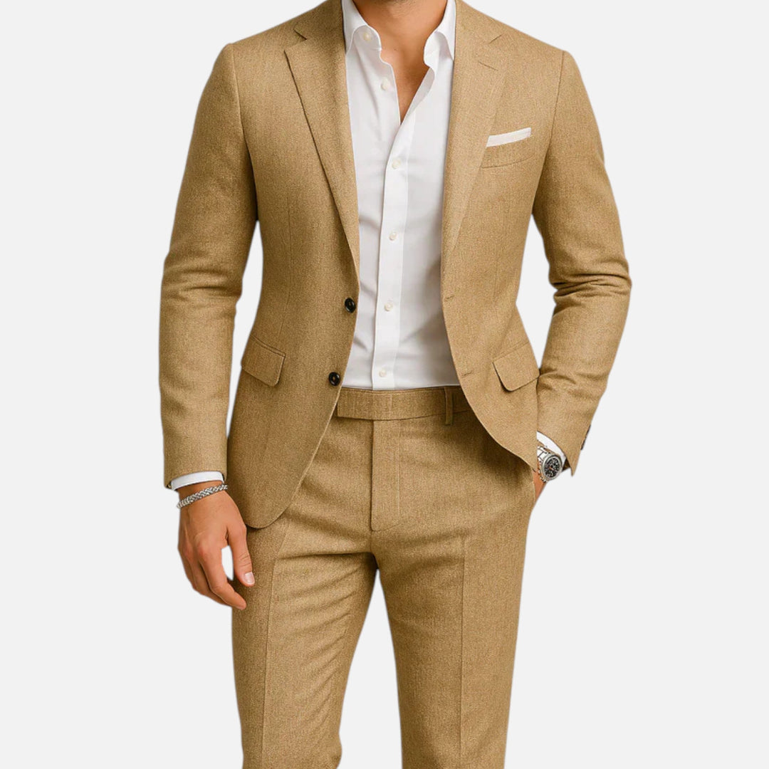 Herre Jakkesæt i To Dele med Slim Fit - Enkeltspent med Hakrevers