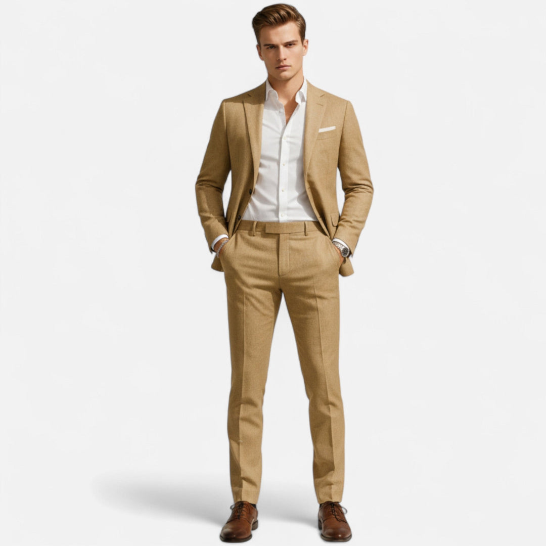 Herre Jakkesæt i To Dele med Slim Fit - Enkeltspent med Hakrevers