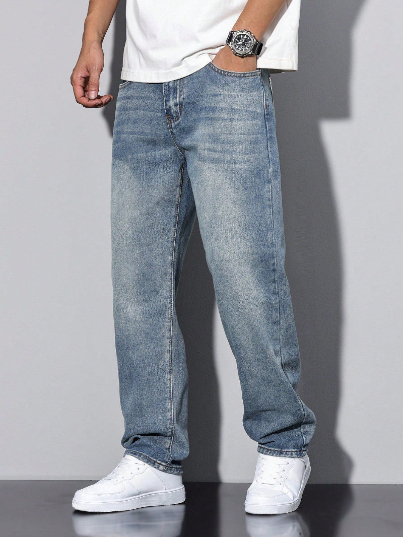Herre Jeans Med Løs Pasform - Vide Lige Ben