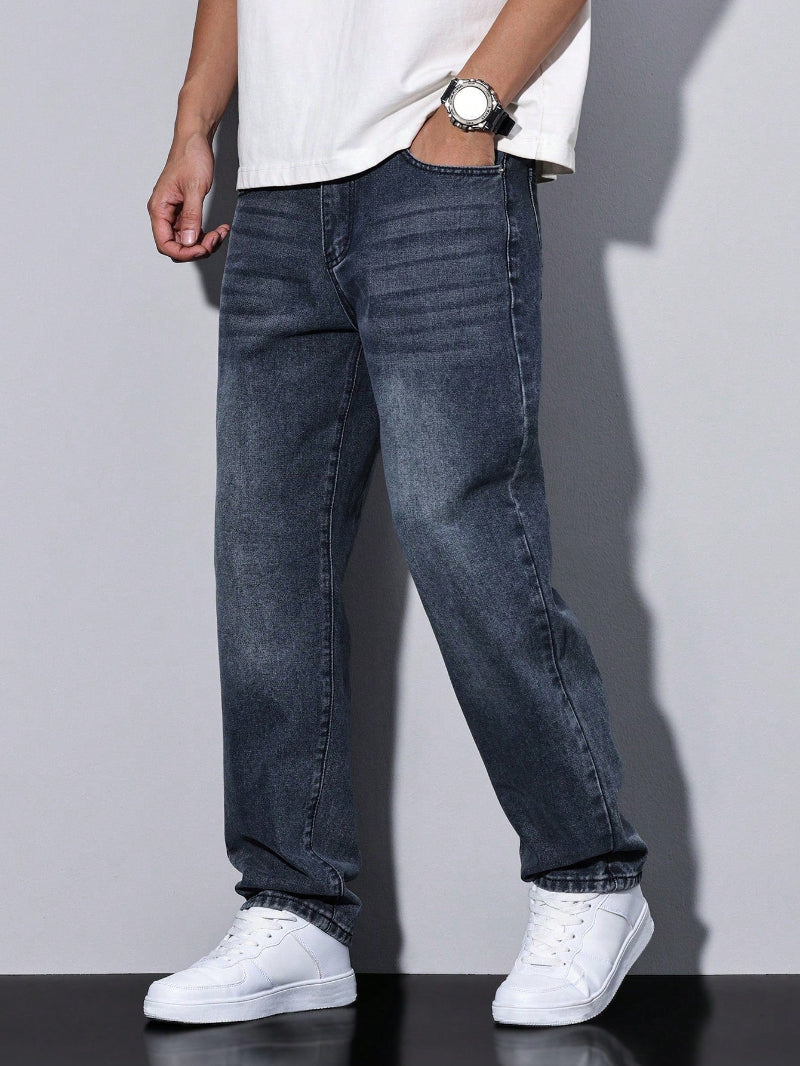 Herre Jeans Med Løs Pasform - Vide Lige Ben