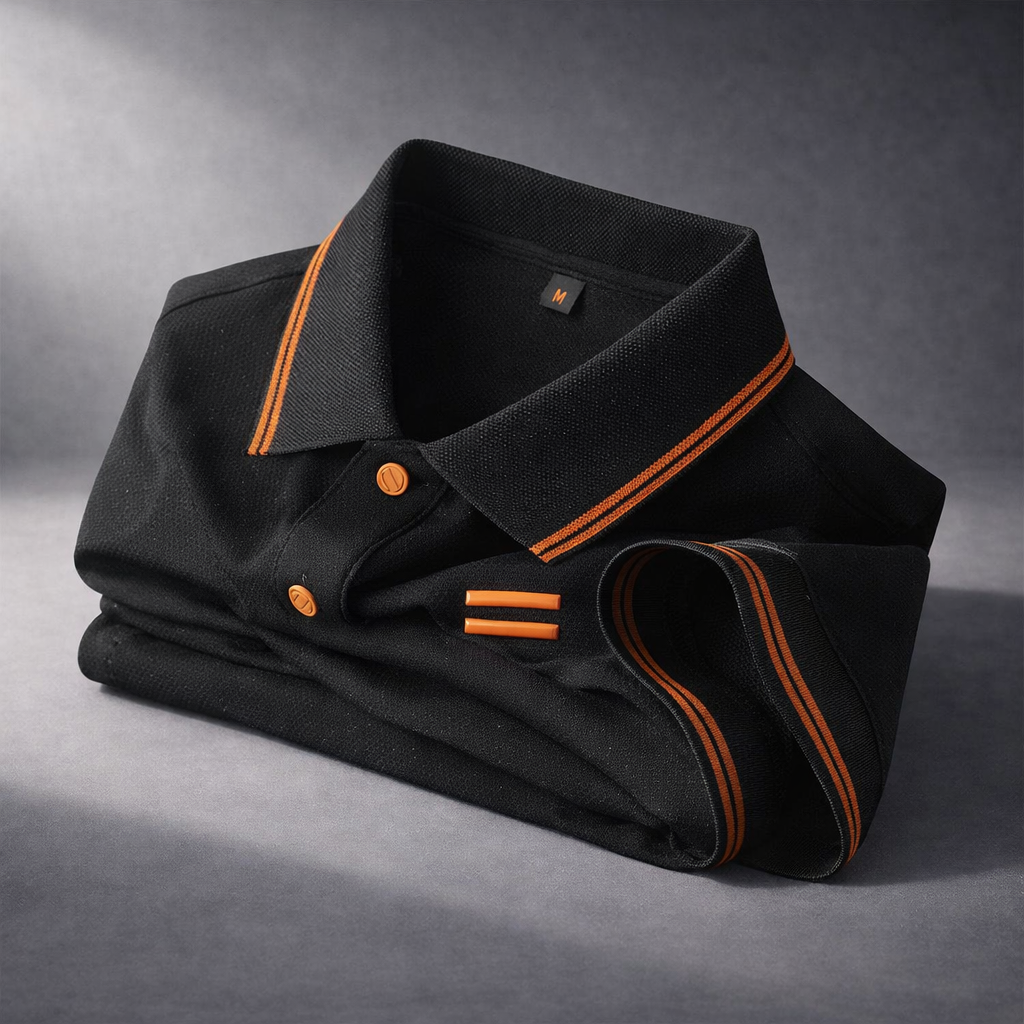 Herre Kortærmet Poloshirt - Krave Med Kontraststriber
