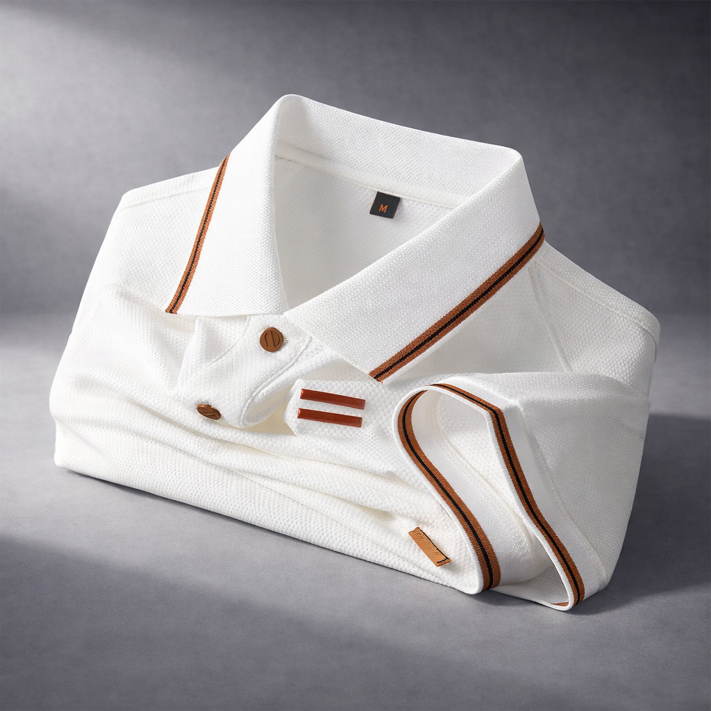 Herre Kortærmet Poloshirt - Krave Med Kontraststriber