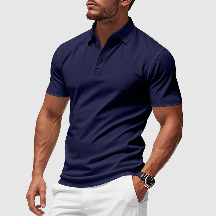Herre Kortærmet Poloshirt - Lukning Med Tre Knapper