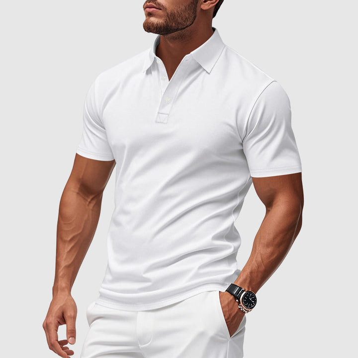 Herre Kortærmet Poloshirt - Lukning Med Tre Knapper