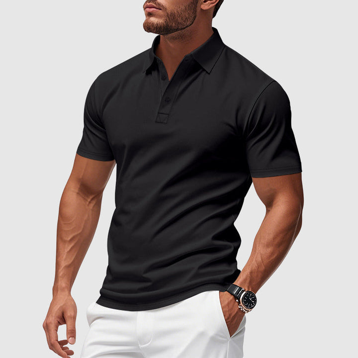Herre Kortærmet Poloshirt - Lukning Med Tre Knapper